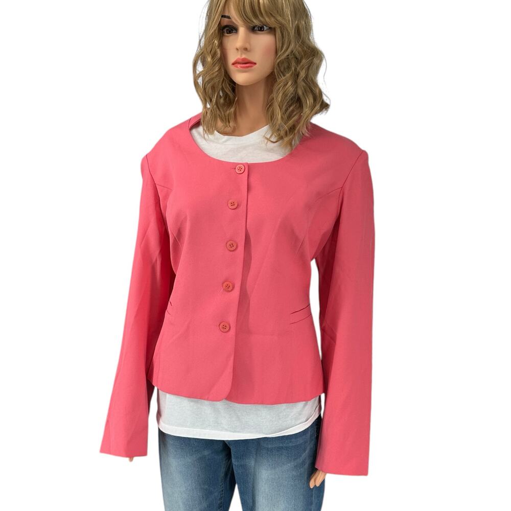 Vintage Pink Button Down Blazer with Shoulder Pads by J.W. Treci 18